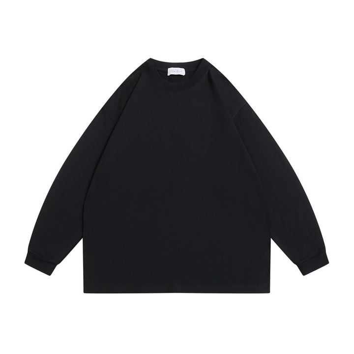 Unisex Oversize-Langarmshirt aus schwerer Baumwollmischung mit Rundhalsausschnitt und gerippten Bündchen Echoarchiv
