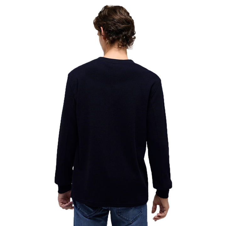 Herren Langarm-Henley-Shirt aus hochwertiger, strukturiertem Baumwolle Echoarchiv