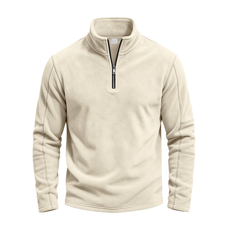 Herren Fleece-Pullover mit kurzem Reißverschluss und Stehkragen Echoarchiv