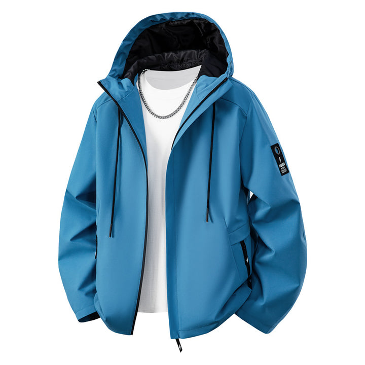 Herren Minimalistische Softshell-Kapuzenjacke mit mattierter Oberfläche, kontrastierenden Besätzen und verdecktem Zwei-Wege-Reißverschluss Echo Archiv