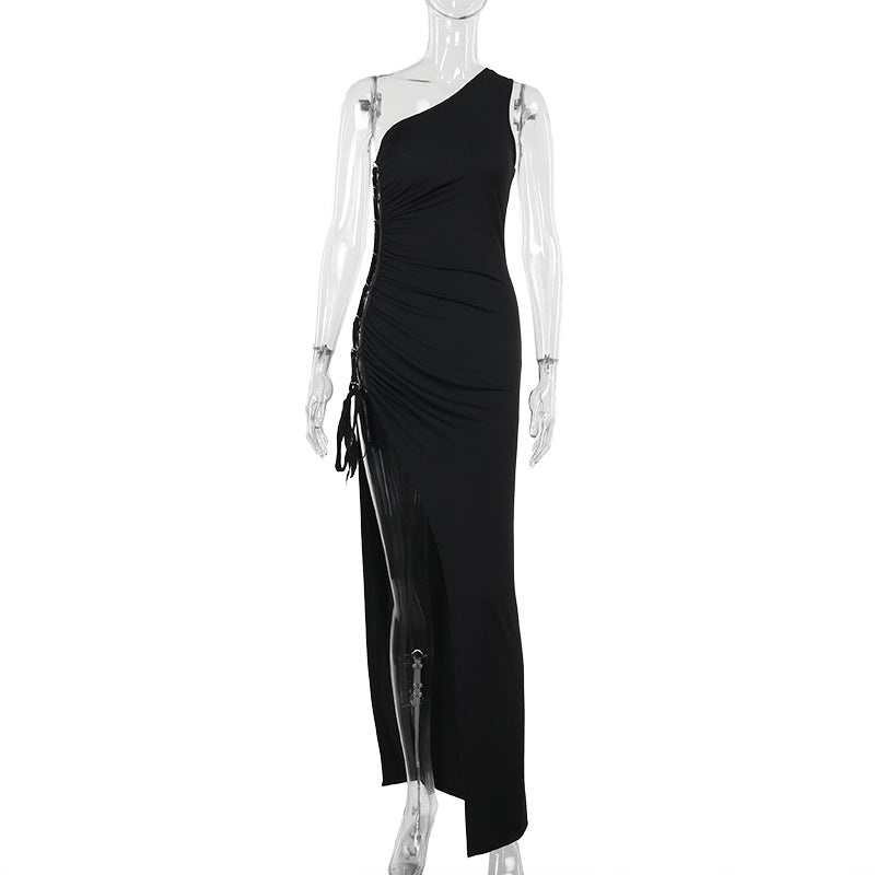 Damen Maxikleid mit asymmetrischem Schnitt und Raffung Echo Archiv