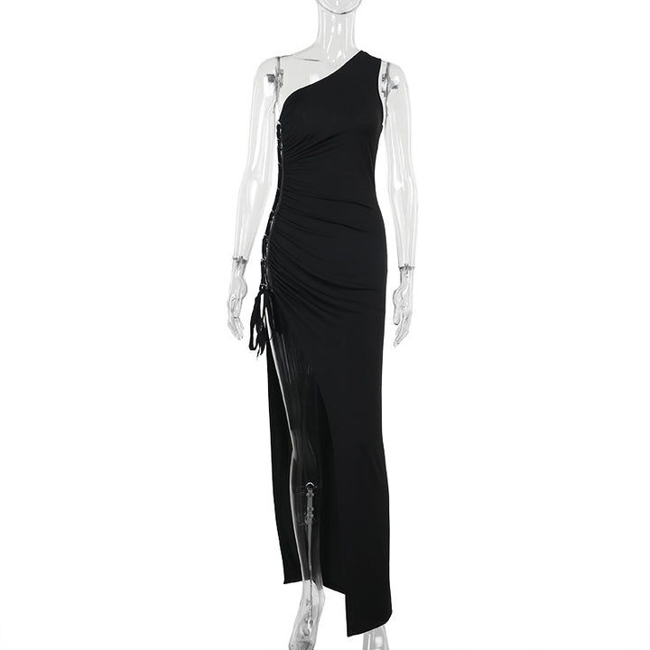 Damen Maxikleid mit asymmetrischem Schnitt und Raffung Echo Archiv