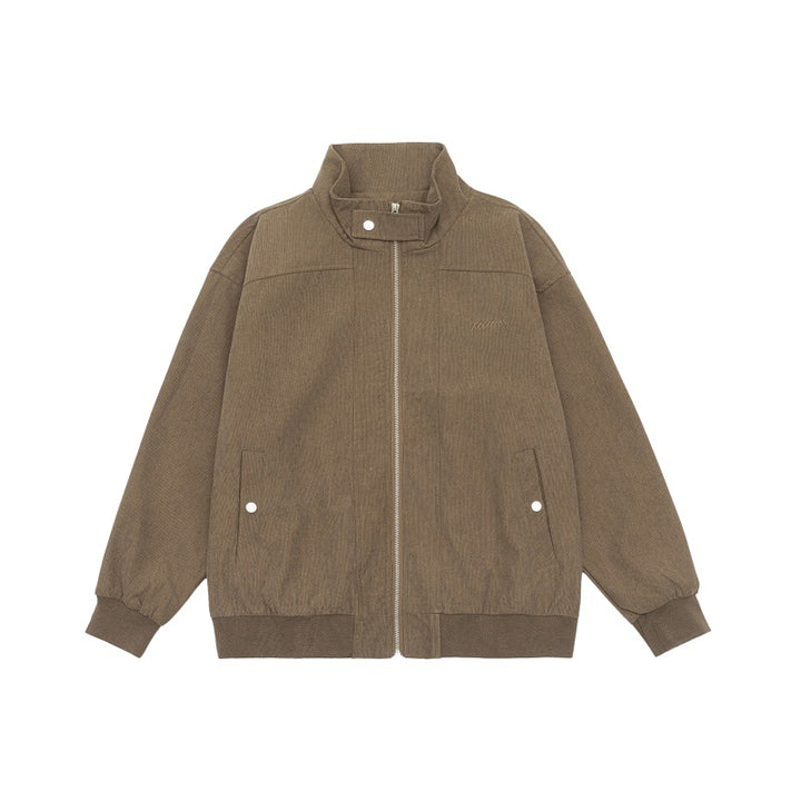 Unisex Teddy-Fleece Bomberjacke mit Stehkragen und Druckknopf-Taschen Echoarchiv