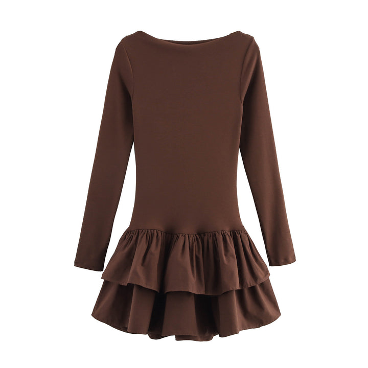 Damen Figurbetontes Minikleid mit Stufenvolants und U‑Boot‑Ausschnitt Echo Archiv