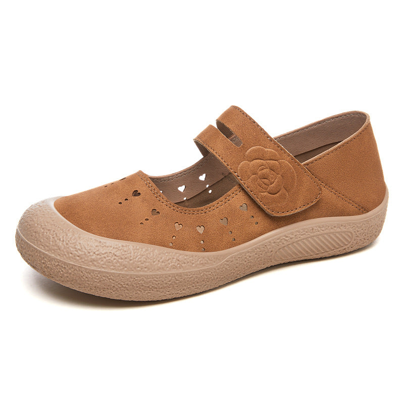 Damen nan komfortabler Mary-Jane Slipper mit Klettverschluss, perforiertem Herzmuster und stoßdämpfender Leichtsohle Echo Archiv