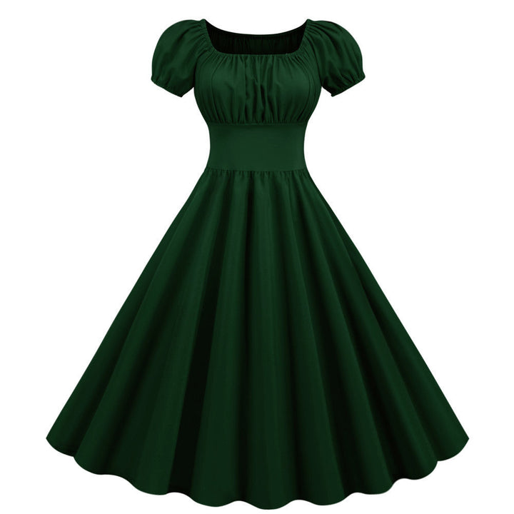Damen A-Linien Kleid mit Puffärmeln und Taillierung Echoarchiv