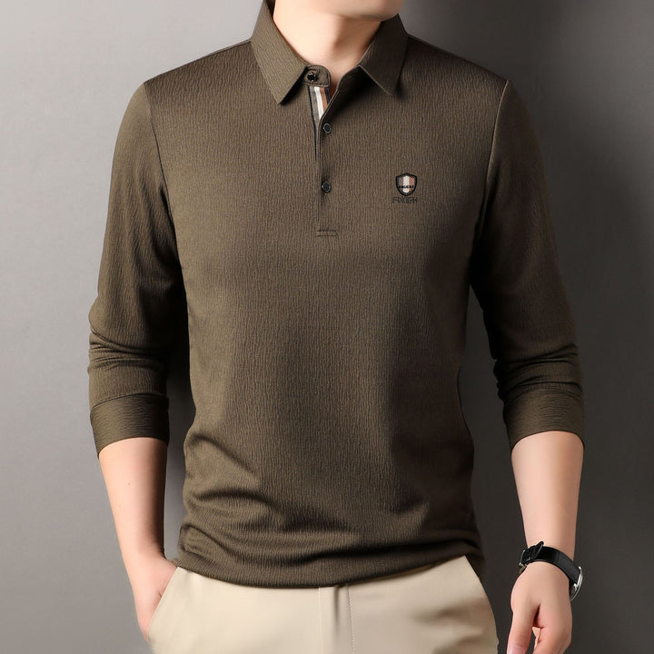 Herren elegantes Langarm Poloshirt mit strukturiertem Material und sportlichem Design Echoarchiv