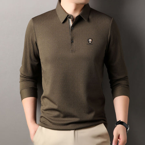 Herren elegantes Langarm Poloshirt mit strukturiertem Material und sportlichem Design Echoarchiv