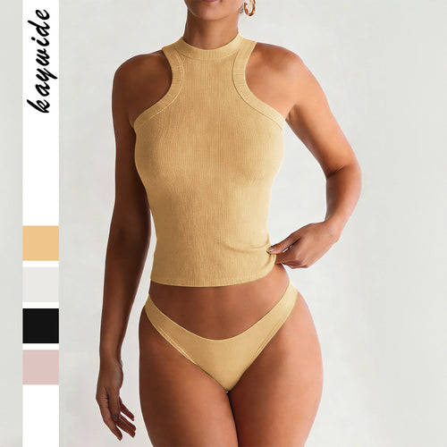 Damen Sportliches Trägershirt aus elastischem Material mit hochwertiger Rippstruktur Echo Archiv