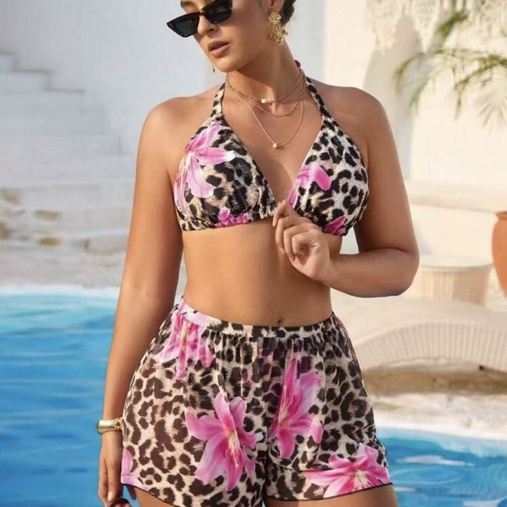 Damen Bikini-Set mit modischem Tiermuster und hoch taillierten Shorts Echo Archiv