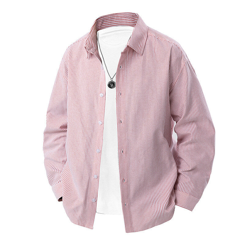 Herren nan gestreiftes Overshirt-Hemd mit lockerer Passform und Kentkragen Echo Archiv