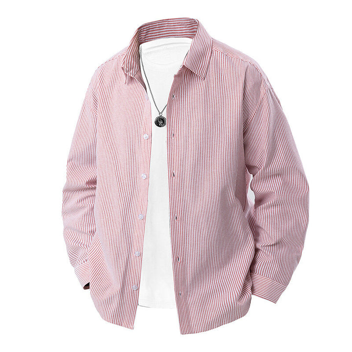 Herren nan gestreiftes Overshirt-Hemd mit lockerer Passform und Kentkragen Echo Archiv