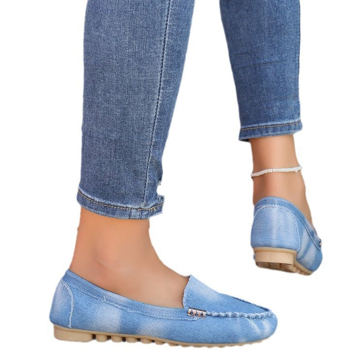 Damen nan lässige Denim-Mokassin-Slipper mit elastischem Einstieg und rutschfester Gummisohle Echo Archiv
