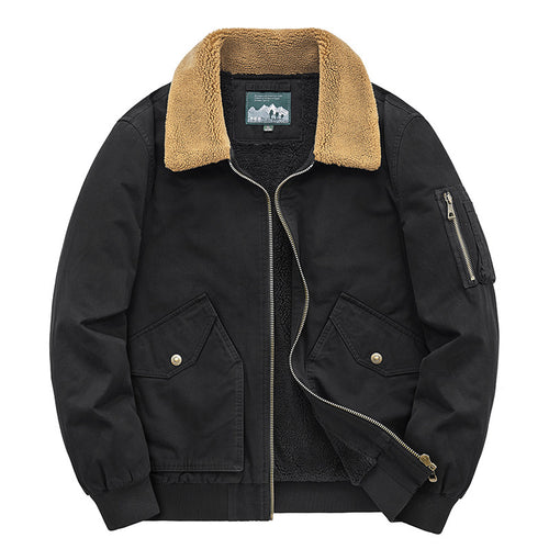 Herren Thermo-gefütterter Pilotenblouson aus robustem Canvas mit Sherpa-Innenfutter und Kunstfellkragen Echo Archiv