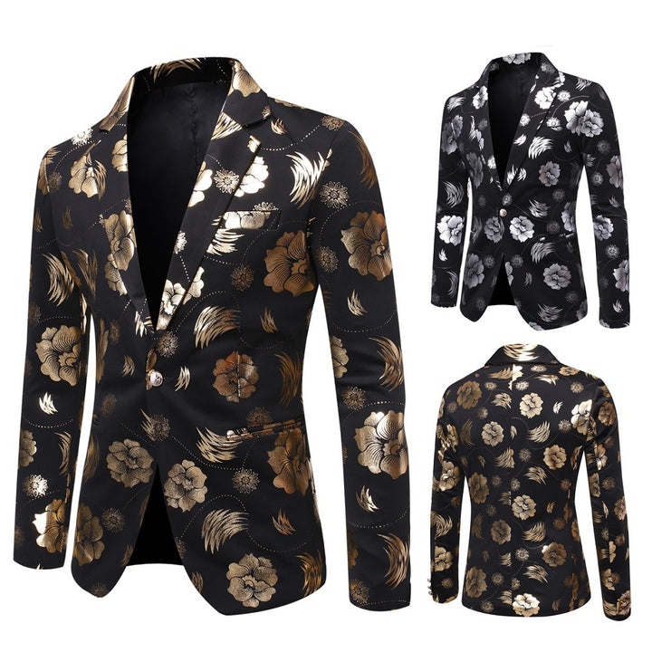 Herren Tailliertes Satin-Sakko mit Blumen-Jacquard und Schalkragen Echo Archiv