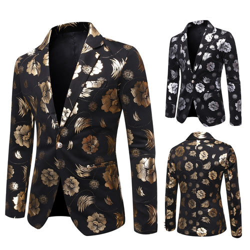 Herren Tailliertes Satin-Sakko mit Blumen-Jacquard und Schalkragen Echo Archiv