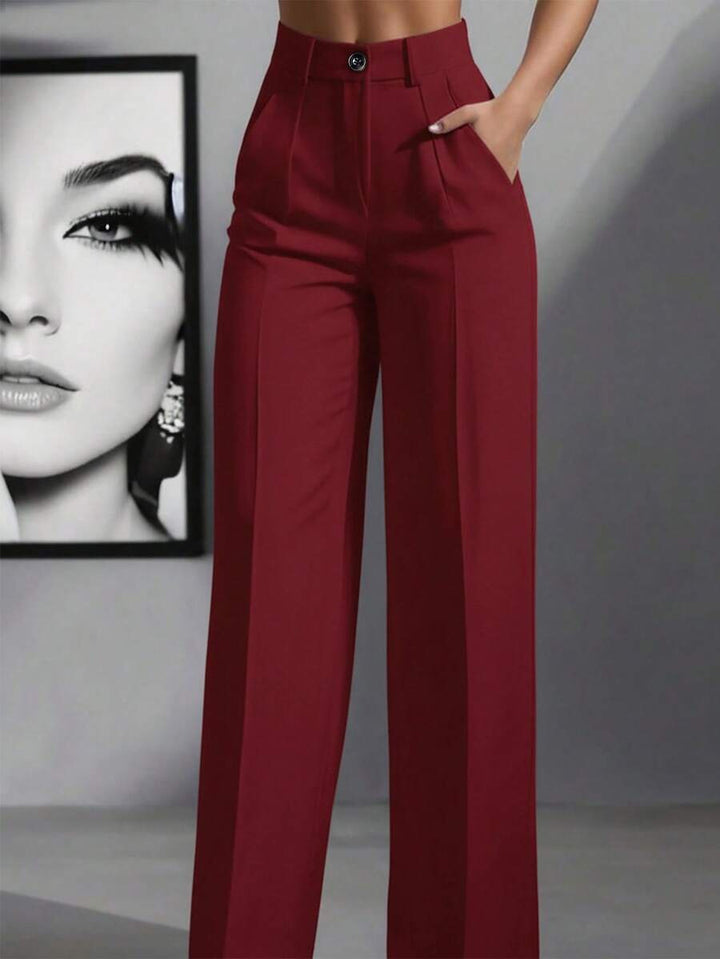 Damen Hochtaillierte Palazzo-Stretchhose mit Bügelfalte und Eingrifftaschen – Avélisse