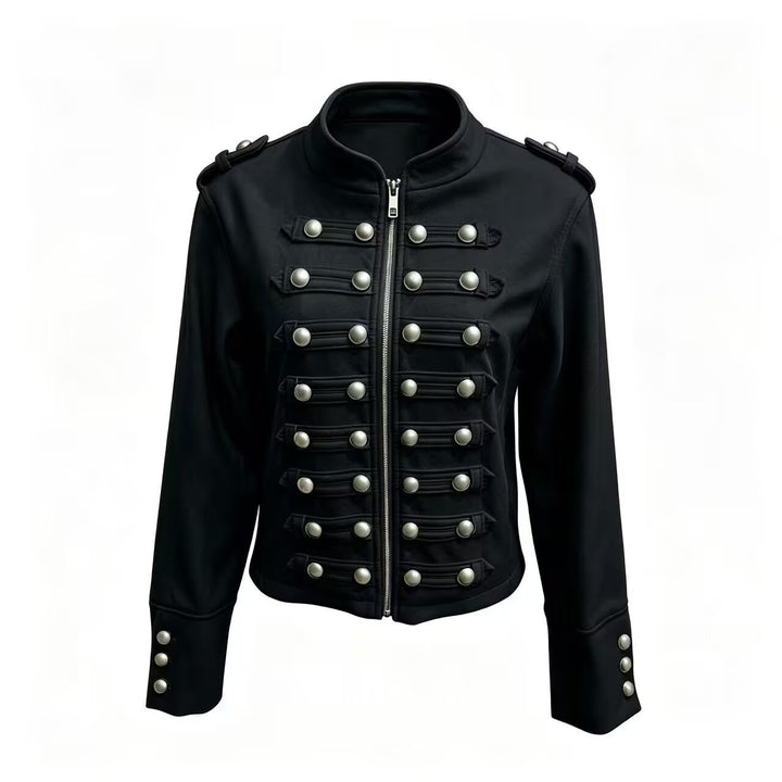 Damen Kurzjacke im Military‑Stil mit Stehkragen, Zierknopfleiste und Schulterklappen Echo Archiv