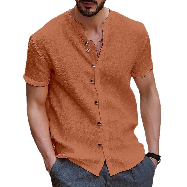 Herren Kurzarm-Hemd mit modischem Henley-Ausschnitt Echoarchiv