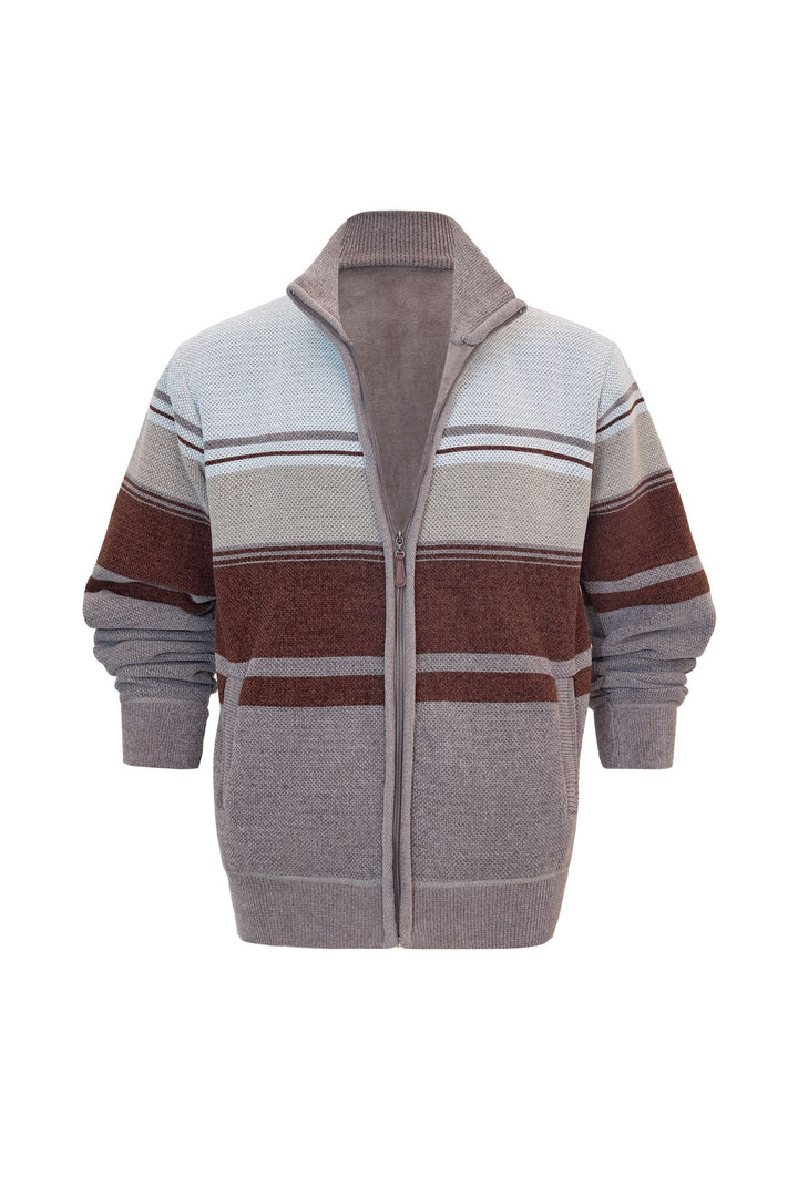 Herren modische Strickjacke mit hohem Kragen und sportlichem Reißverschluss Echoarchiv