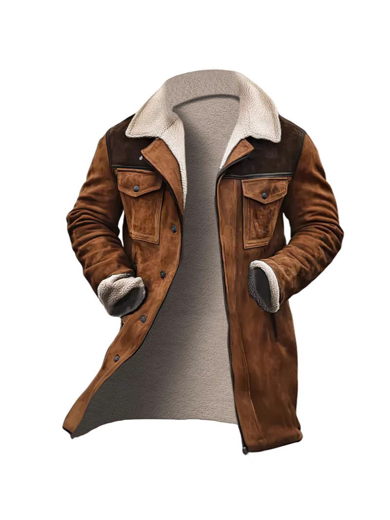 Herren stylische Lammfell-Bomberjacke mit warmem Teddyfell-Futter Echoarchiv