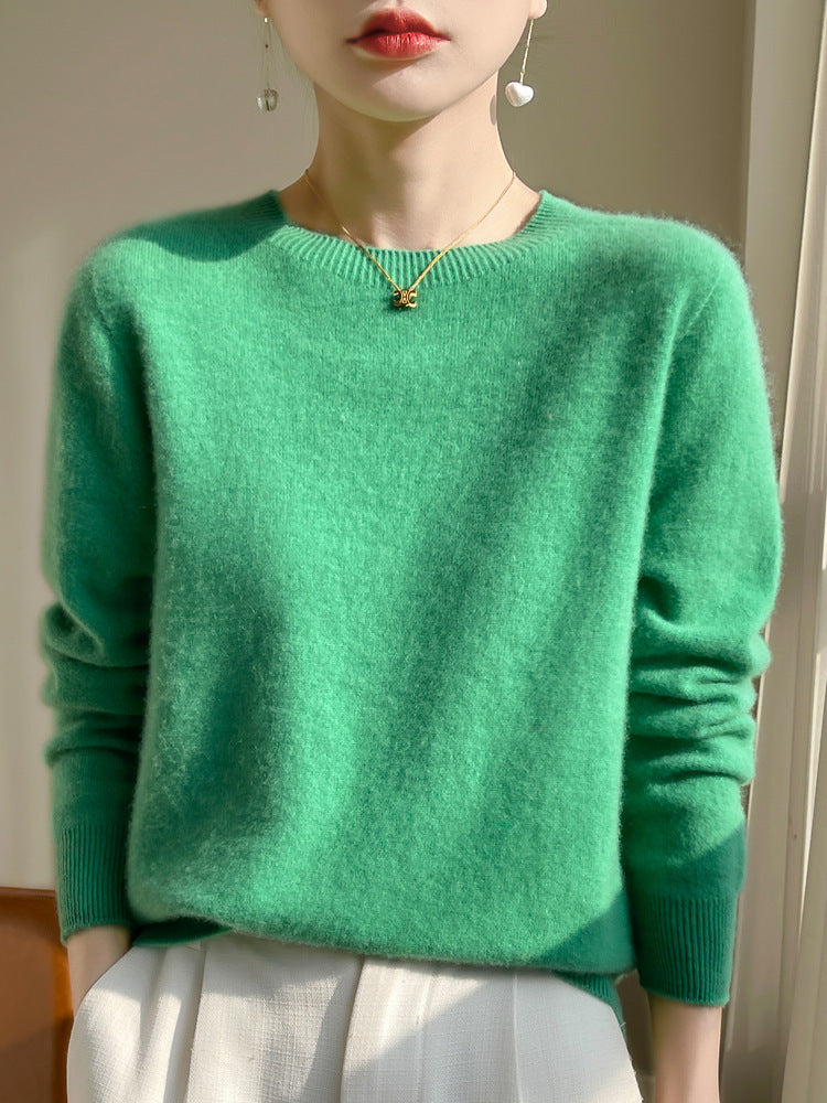 Damen Luxuriöser Kuschelstrick-Pullover mit Rundhals und Mohair-Optik Echoarchiv