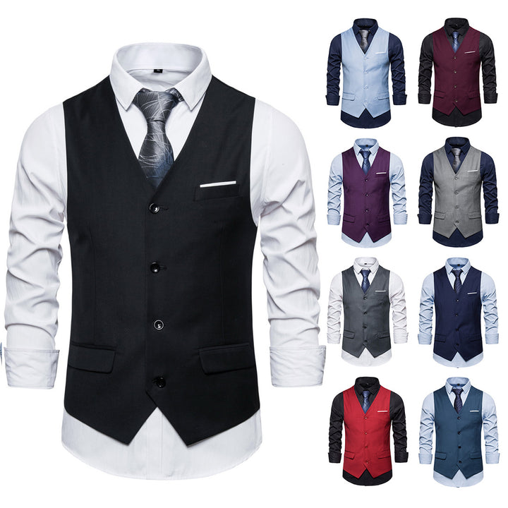 Herren Anzugweste in tailliertem Slim-Fit mit V‑Ausschnitt und Pattentaschen Echo Archiv