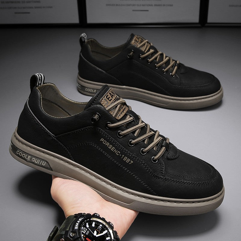 Herren Casual Lederimitat-Sneaker mit gepolsterter Ferse und profilierter Gummisohle – Norré