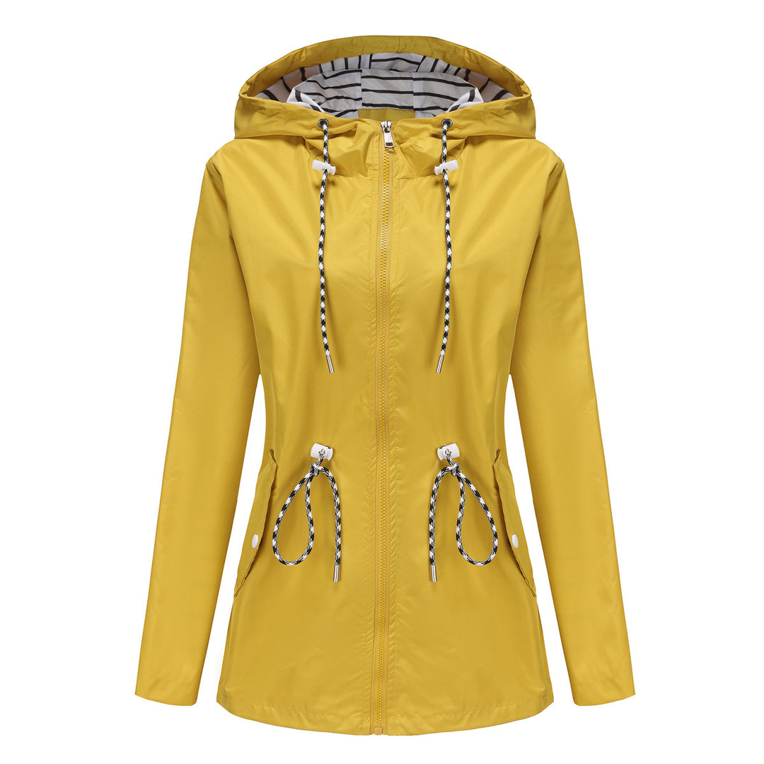 Damen nan leichte wasserdichte Parka Regenjacke mit Taillen-Kordelzug Echo Archiv