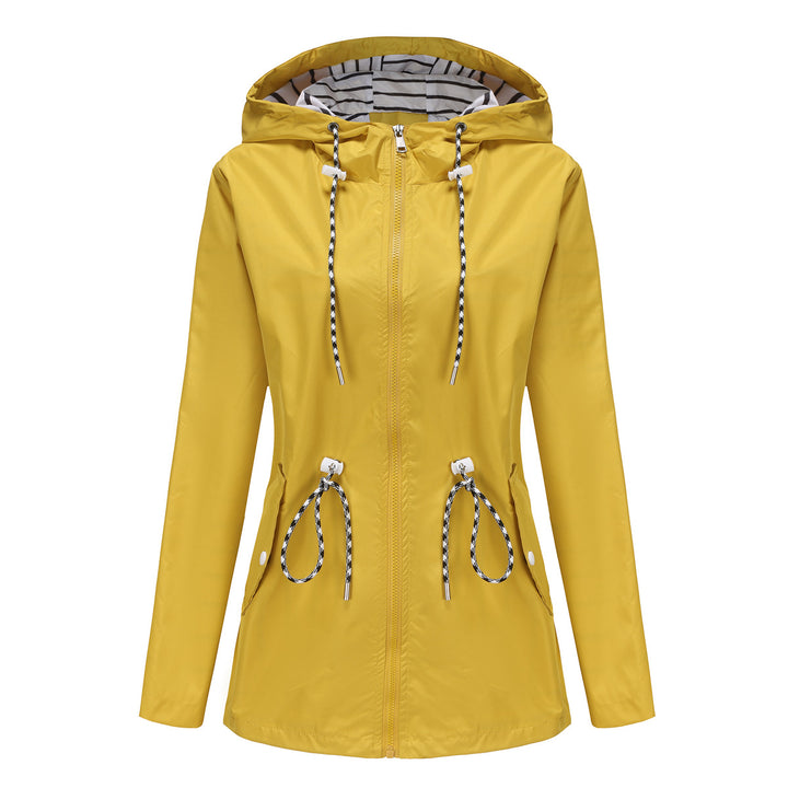 Damen nan leichte wasserdichte Parka Regenjacke mit Taillen-Kordelzug Echo Archiv