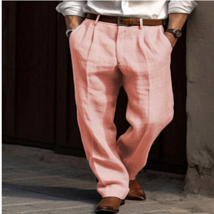 Herren elegante Leinenhose mit schmalem Schnitt und zwei praktischen Eingrifftaschen Echoarchiv
