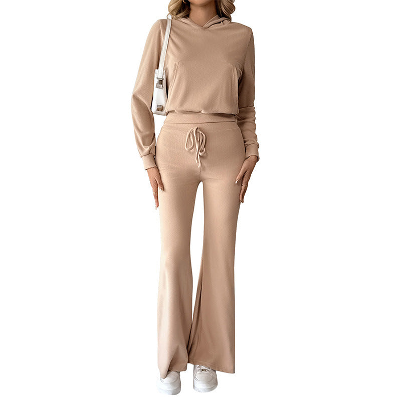 Damen Lässiger Hoodie und Flared Pants Set Echo Archiv
