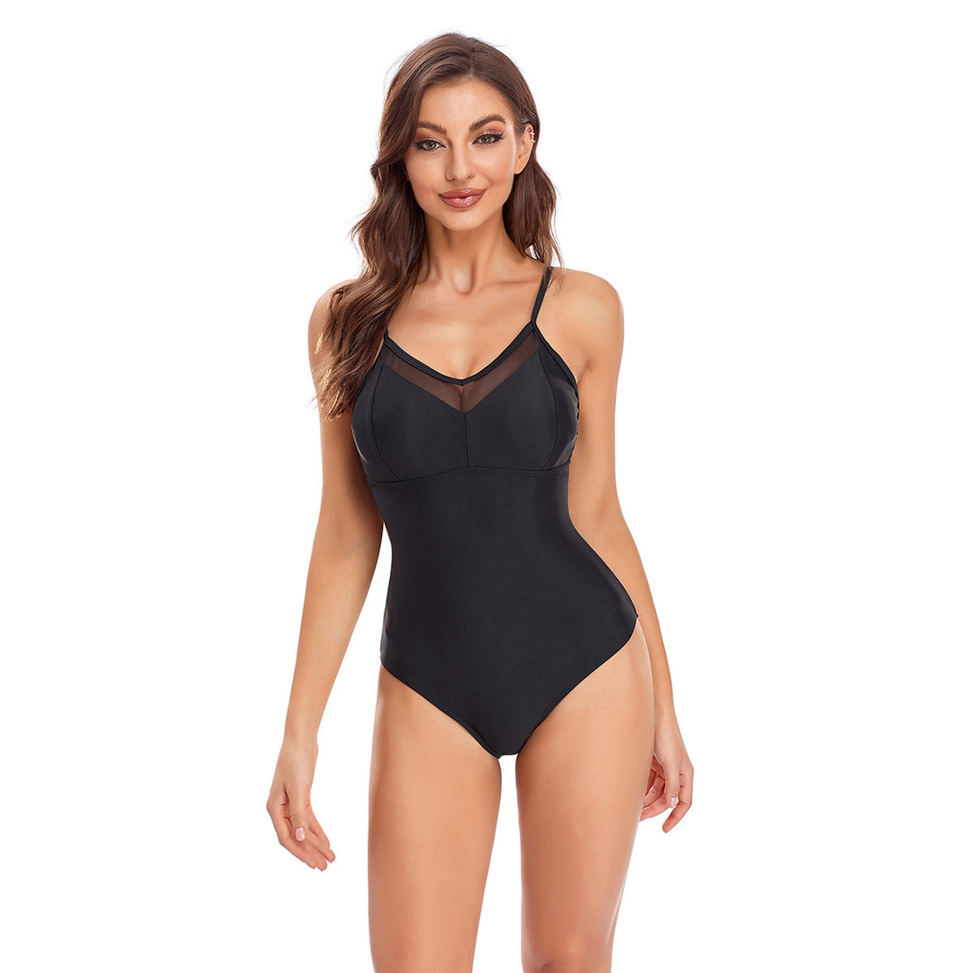 Damen Eleganter Einteiler Badeanzug mit transparenten Einsätzen Echo Archiv