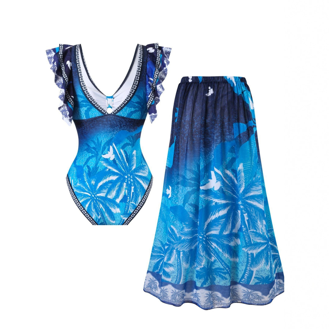Damen Eleganter Badeanzug mit passendem Maxi-Sarong Echo Archiv