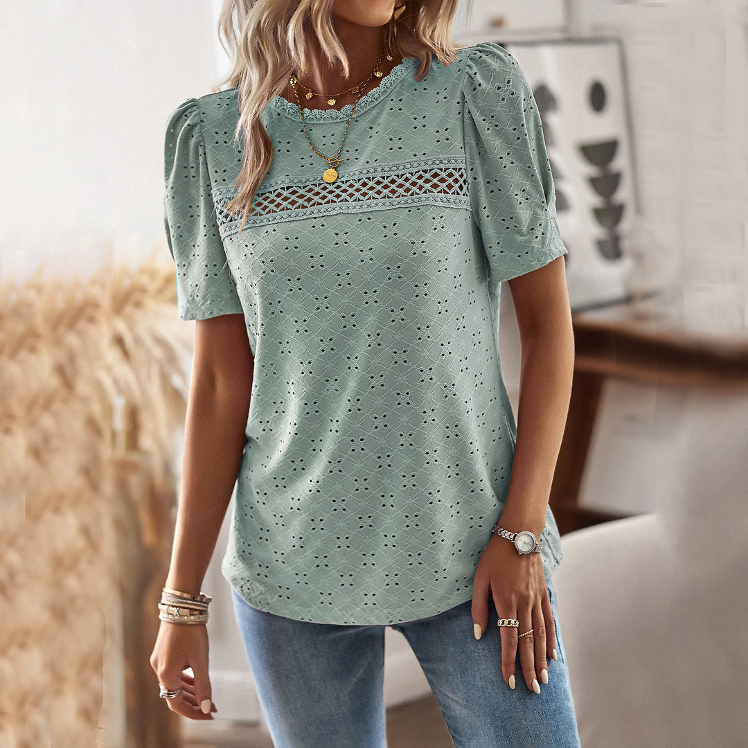 Damen Elegantes Blusenshirt mit Puffärmeln und feinem Muster Echo Archiv