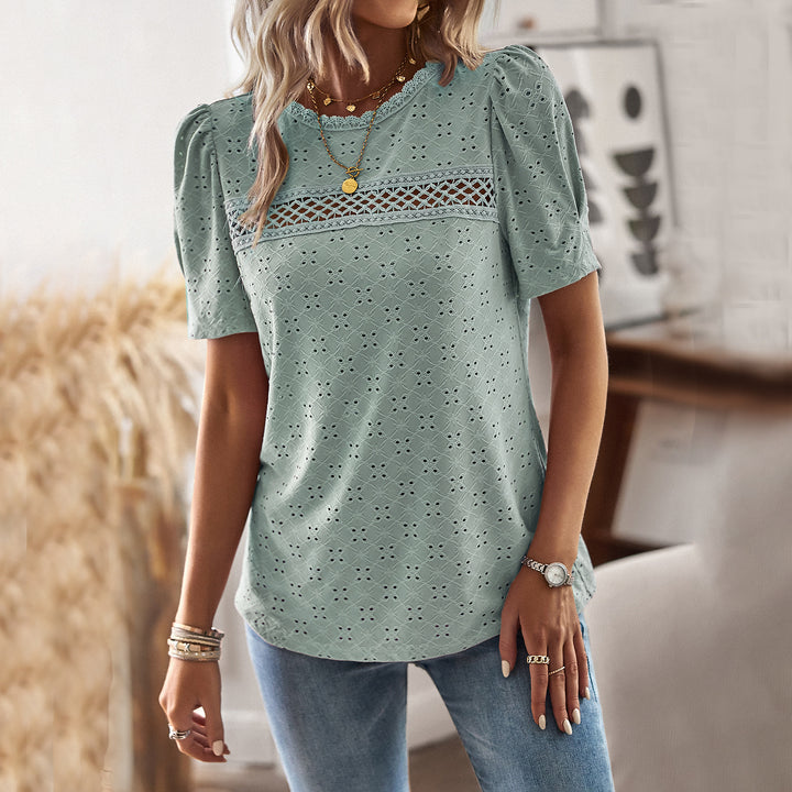 Damen Elegantes Blusenshirt mit Puffärmeln und feinem Muster Echo Archiv