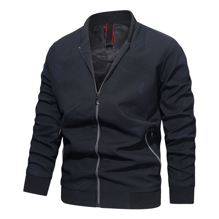 Herren Slim Bomberjacke aus technischem Baumwollmix mit kontrastierenden Reißverschlusstaschen und elastischem Rippkragen Echo Archiv