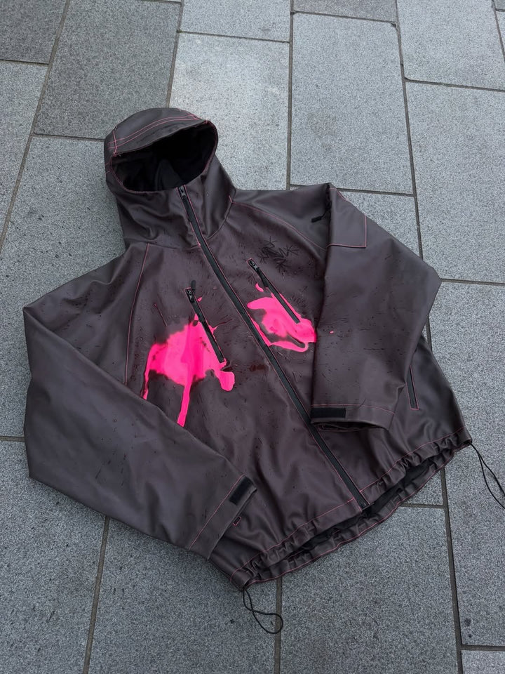 Unisex nan technische Regenjacke mit verschweißten Nähten, schrägen Brust-Reißverschlusstaschen und verstellbarem Kordelzugsaum Echo Archiv