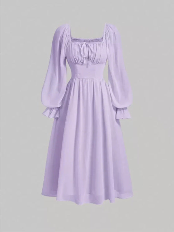 Damen Elegantes Midikleid mit Puffärmeln Echo Archiv
