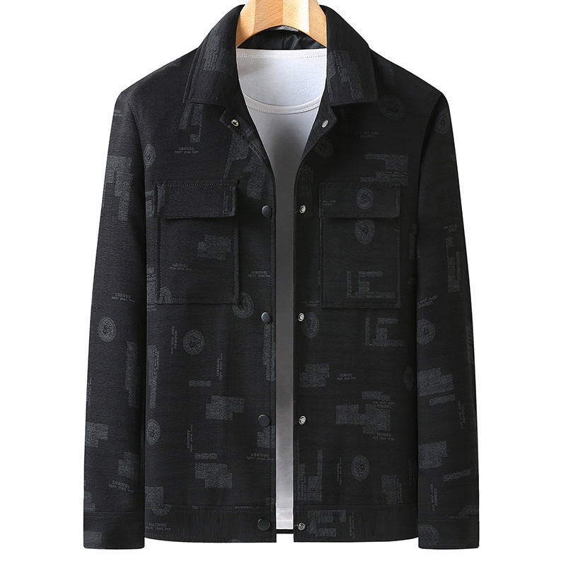 Herren Leichtes strukturiertes Overshirt mit aufgesetzten Pattentaschen und dezentem Allover-Print Echo Archiv