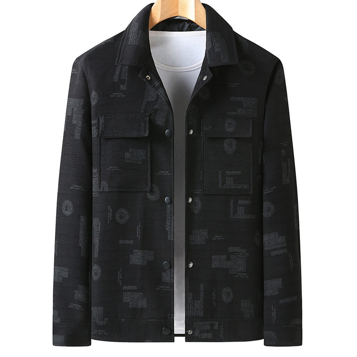 Herren Leichtes strukturiertes Overshirt mit aufgesetzten Pattentaschen und dezentem Allover-Print Echo Archiv