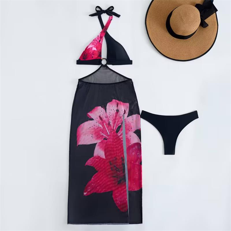Damen Strandkleid mit modischem Wickeldesign und floralem Schnitt Echo Archiv