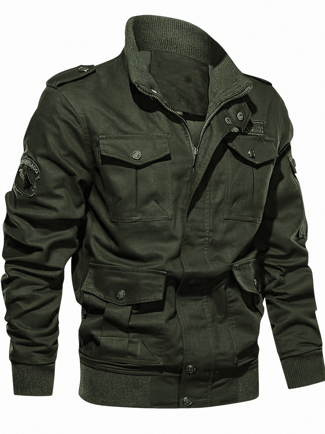 Herren Fieldjacke im Military-Stil mit Mehrfach-Taschen und Strickkragen Echoarchiv