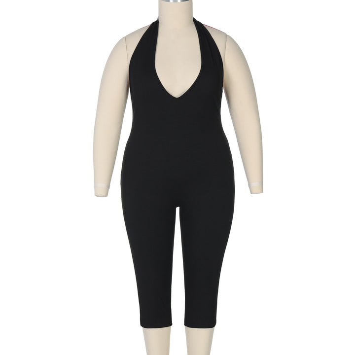 Damen Eleganter bodenlanger Jumpsuit mit tiefem V-Ausschnitt Echo Archiv