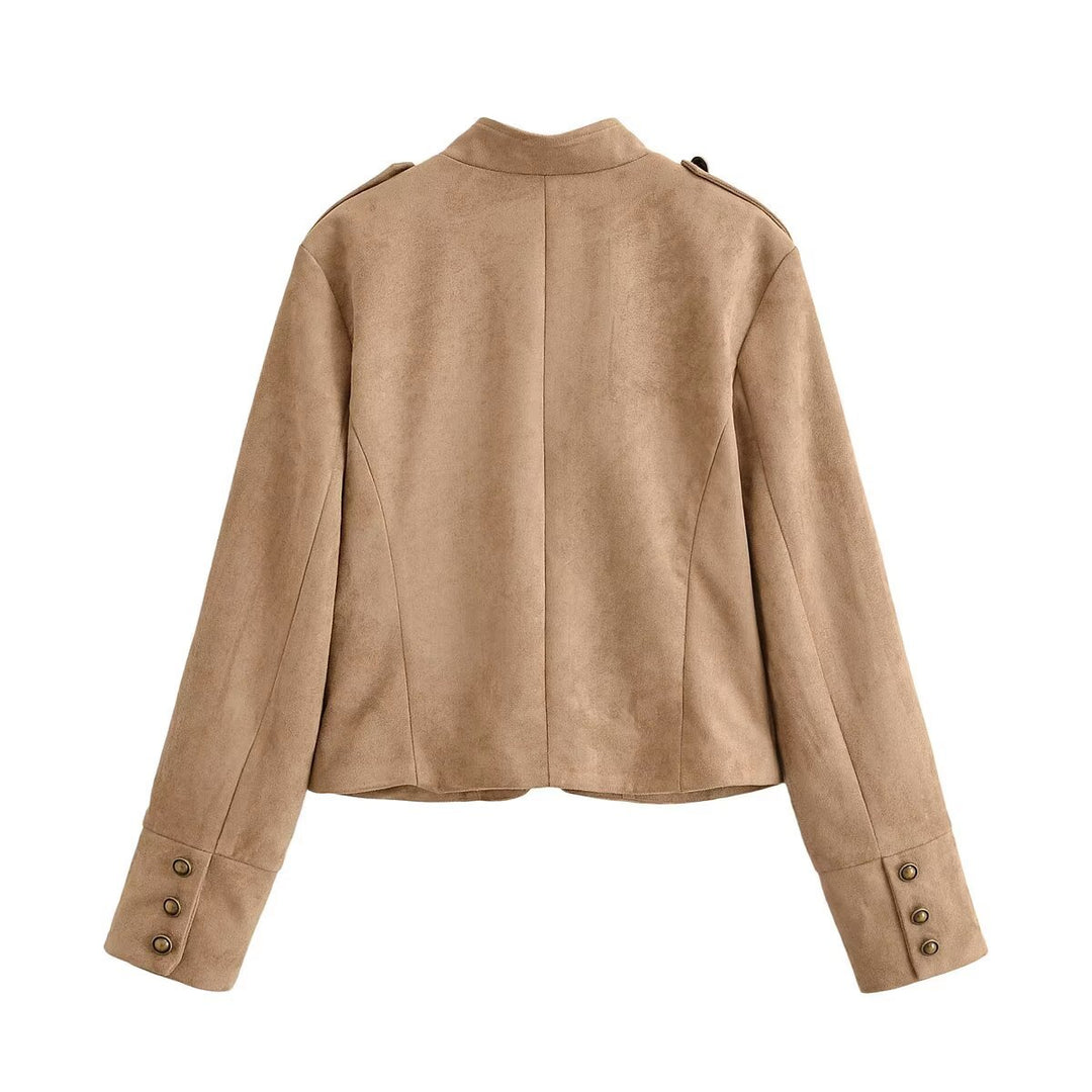 Damen Militärisch inspirierte Kurzjacke aus Wildlederoptik Echo Archiv