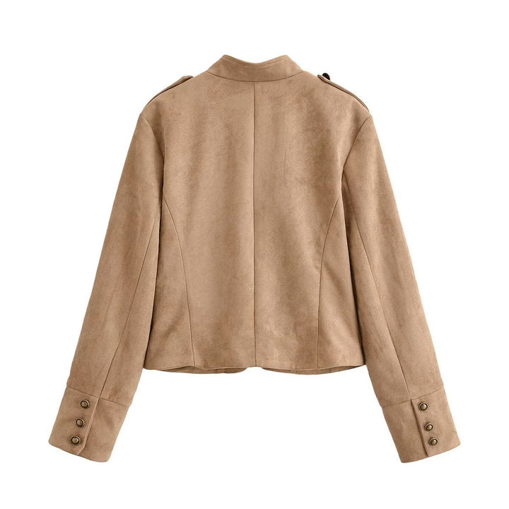 Damen Militärisch inspirierte Kurzjacke aus Wildlederoptik Echo Archiv