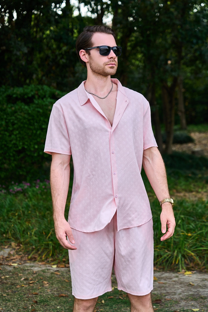 Herren leichte Sommer-Shorts und Kurzarm-Hemd Set Echoarchiv