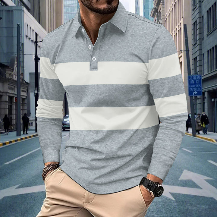 Herren Langarm Poloshirt mit modischen Streifen Echoarchiv