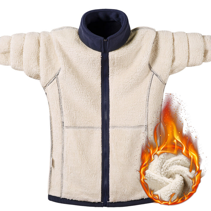 Damen Fleecejacke mit Teddyfutter, durchgehendem Reißverschluss und hohem Stehkragen Echoarchiv