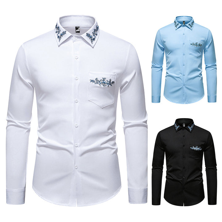 Herren Elegantes Hemd mit floralem Design und dezentem Stehkragen Echoarchiv